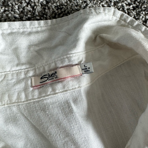 Silver Jeans White Denim Shirt with Silver Metallic Distressing - Picture 3 of 7
